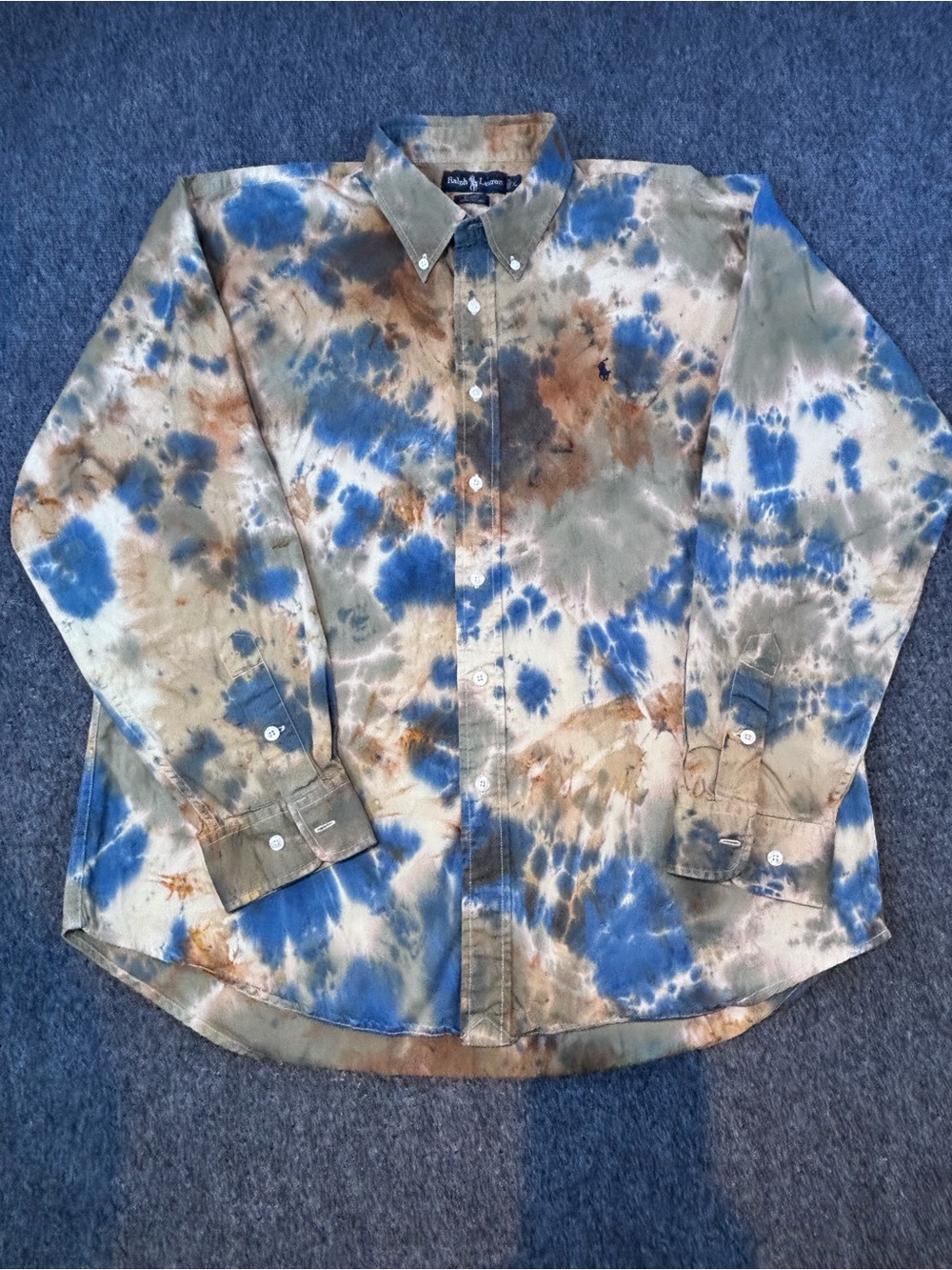 Ralph Lauren Tie Dyed Blake Cotton long sleeve button down size XL